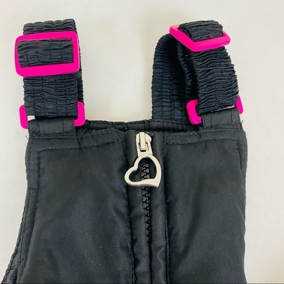 Artic Quest Black W/ Heart Detail Snow Bibs Size 2 - Picture 2 of 7